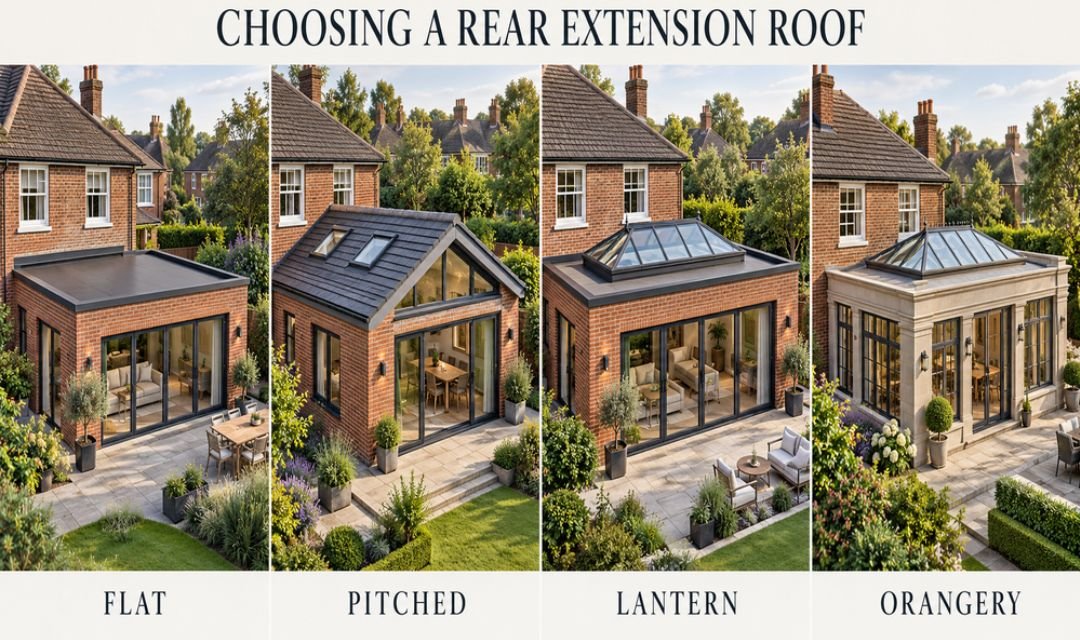 Choosing a Rear Extension Roof: Flat, Pitched, Lantern or Orangery, and What Each One Costs